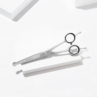 Tweezerman 7" Pet Grooming Scissors with Safety Round Tips, Professional Curved Grooming Shears for Dogs and Cats