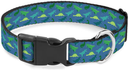 Green Dinosaur Blue Dog Collar Pet Neck Strap for Small Medium Large Dogs Soft Adjustable Buckle