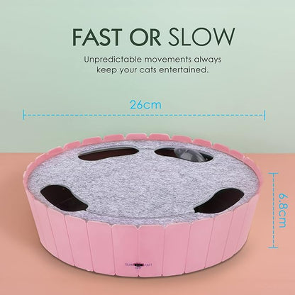 Pawaboo Interactive Toy with Running Mouse, Electronic Motion Cat Toy Automatic Teaser, Pop and Play Hide Seek Cat Toys Hunting Mouse, Pink