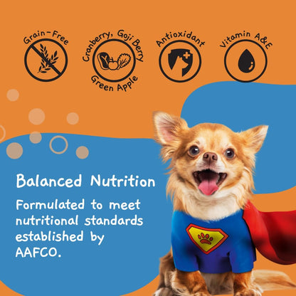 MOOCHIE Grain Free Small Dogs Wet Dog Food - Boost Immune - Duck, Cranberry & Goji Berry - No Artificial Flavors or Preservative - 12 x 3 oz Pouch