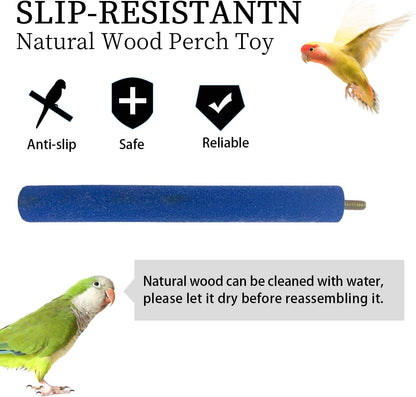 FlidRunest Perch Toy with Rotating Balls for Birds, Rough-surfaced Natural Parrot Perch Toy, Bird Bell Balls for Budgies,Parakeets, Parrots,Cockatiels,Lovebirds,Conures