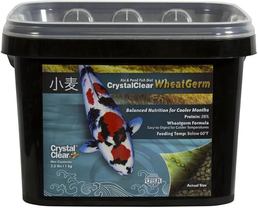 CrystalClear Koi & Pond Fish Food - Wheat Germ - 3.0mm Pellet Size - 2.2 Pound Bucket