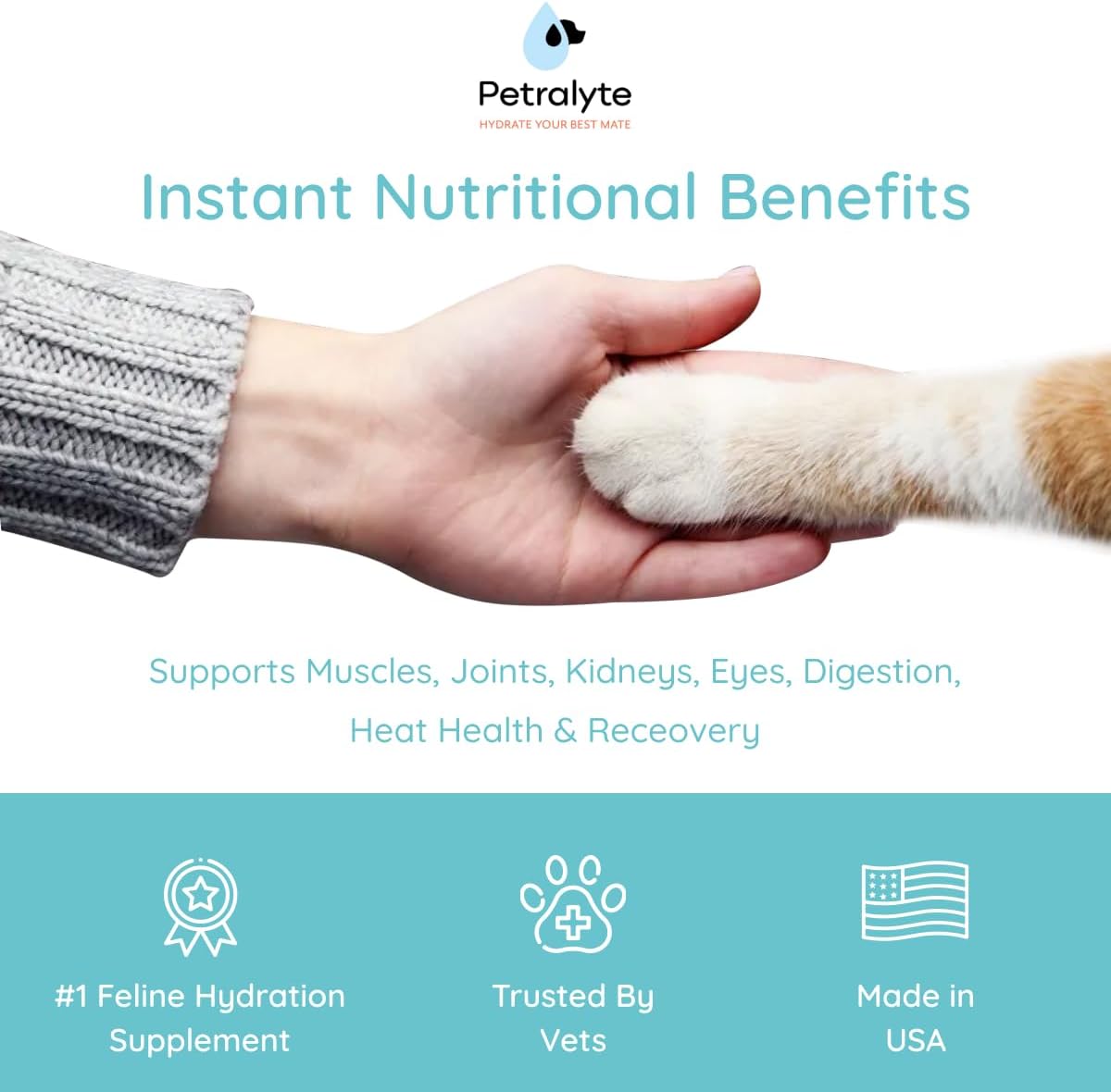 Petralyte Cat Hydration Electrolyte and Cat Joint Supplement | Hydration Support for Cats w/Glucosamine, Chondroitin, L-Glutamine, Taurine, Lysine & Prebiotics | for Chicken Lovers | 16 Packets