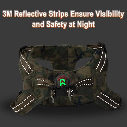 Dog Harness Step in Dog Vest Harness, Reflective Adjustable Puppy No Pull Harness Breathable Soft for Small and Medium Dogs Cats, Camo, S