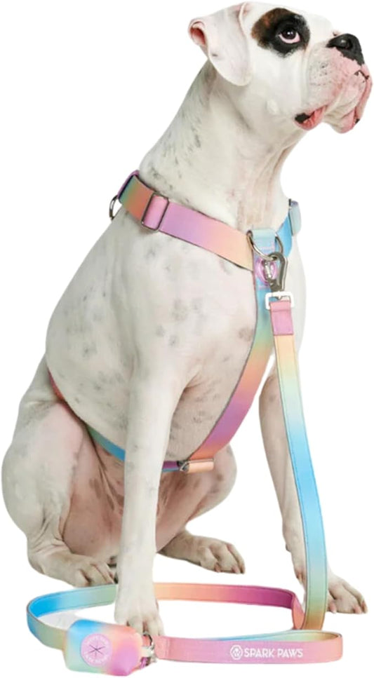 Spark Paws No Pull Dog Harness for Large Dogs, Heavy Duty Dog Harness for Big Strong Breeds, Adjustable, Y Shaped Padded Halter Design with Front Clip - Pastel Icing - M