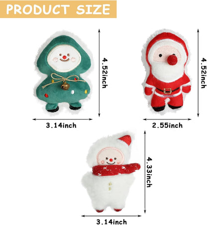 FOIMAS 3pcs Christmas Catnip Toys,Xmas Cat Toys Plush Santa Claus Snowman Tree Interactive Chew Bite Toys for Cat Kitten Indoor