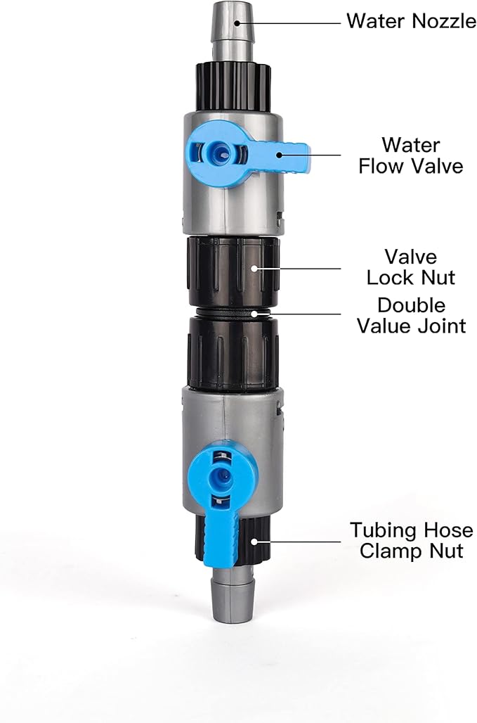 LANDEN Double Tab Connector for Aquarium, Canister Filter Hose Connector, Fish Tank Water Flow Control, Quick Release Valve, (1/2"(12/12mm))
