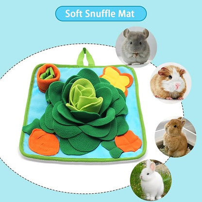 Rabbit Foraging Mat Snuffle Mat for Small Animals Bunny Puzzle Toys Pets Interactive Feeding Mat for Guinea Pigs Hedgehog Chinchilla Puppies (Green)