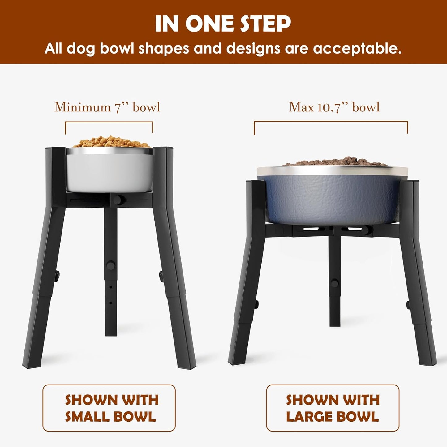 Dog Bowl Stand for Large Dogs, Adjustable Width & Height, Tall Elevated Dog Food Water, Bowl Not Included