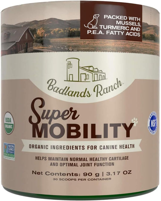 Badlands Ranch by Katherine Heigl- Super Mobility Canine Supplement Organic Ingredients Helps Maintain Healthy Cartilage, Optimal Joint Function (90 Grams, 30 Scoops)