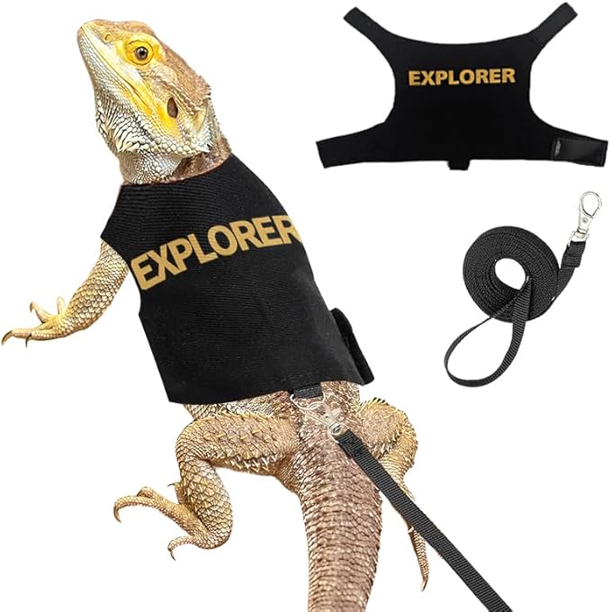Bearded Dragon Harness and Leash-Bearded Dragon Clothes Lizard Accessories Stuff for Escape Proof Small Animal Reptile Adjustable Harness and Leash Rope for Walking Outdoor