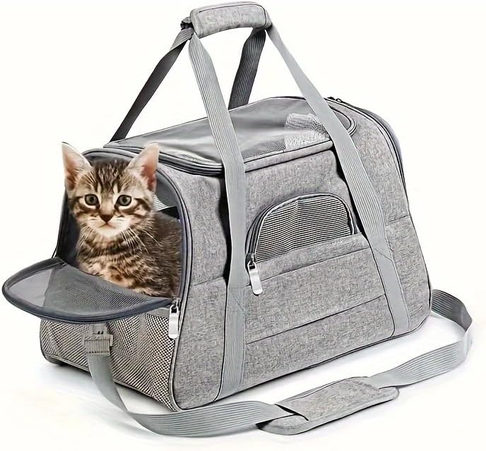 Cat Carriers, Dog Carriers, Pet Carriers – Airline-Approved Soft-Sided Bag for Cats & Small Dogs (Up to 15 lb), Foldable, Breathable Mesh, Privacy Cover, Washable & Lightweight