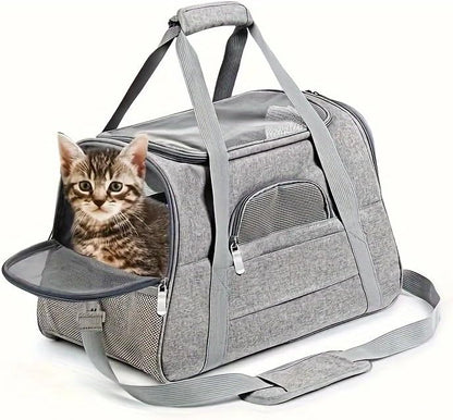 Cat Carriers, Dog Carriers, Pet Carriers – Airline-Approved Soft-Sided Bag for Cats & Small Dogs (Up to 15 lb), Foldable, Breathable Mesh, Privacy Cover, Washable & Lightweight