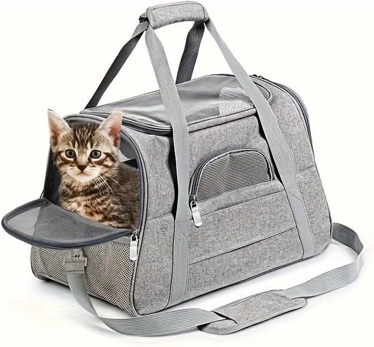 Cat Carriers, Dog Carriers, Pet Carriers – Airline-Approved Soft-Sided Bag for Cats & Small Dogs (Up to 15 lb), Foldable, Breathable Mesh, Privacy Cover, Washable & Lightweight