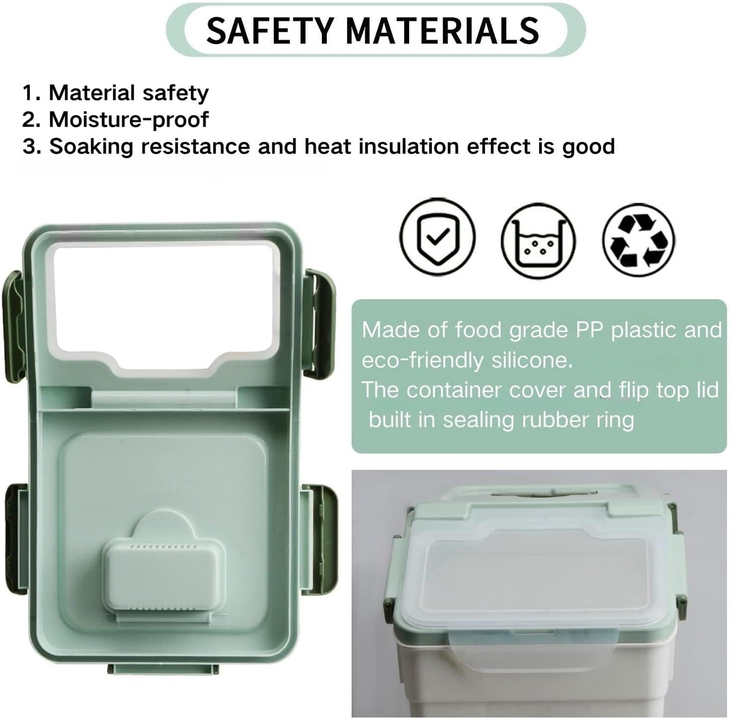 Rice Storage Container 25 lbs, 2 Packs Large Flour Storage Containers with Seal Locking Lid & Wheels, BPA Free Rice Dispenser, Measuring Cup | Scoop, for Sugar Cereal Dry Food, Dog Pet Food Bin -Green