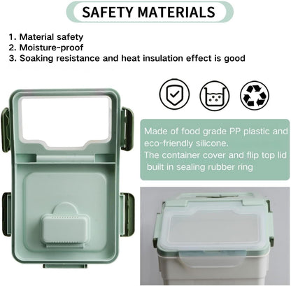 Rice Storage Container 25 lbs, 2 Packs Large Flour Storage Containers with Seal Locking Lid & Wheels, BPA Free Rice Dispenser, Measuring Cup | Scoop, for Sugar Cereal Dry Food, Dog Pet Food Bin -Green