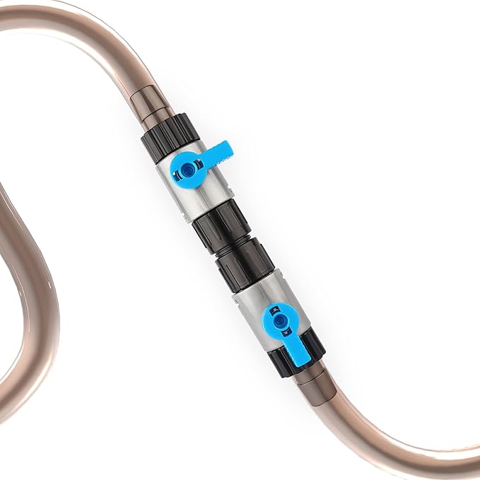 LANDEN Double Tab Connector for Aquarium, Canister Filter Hose Connector, Fish Tank Water Flow Control, Quick Release Valve-16/16