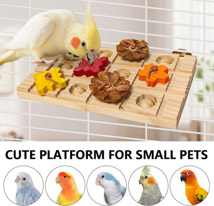 Bird Perch Stand Platform,Natural Wooden Perch Toys Playground Cage for Lovebirds, Small Parakeets, Conures, Budgies, Finches Conure Cockatiel (Medium)