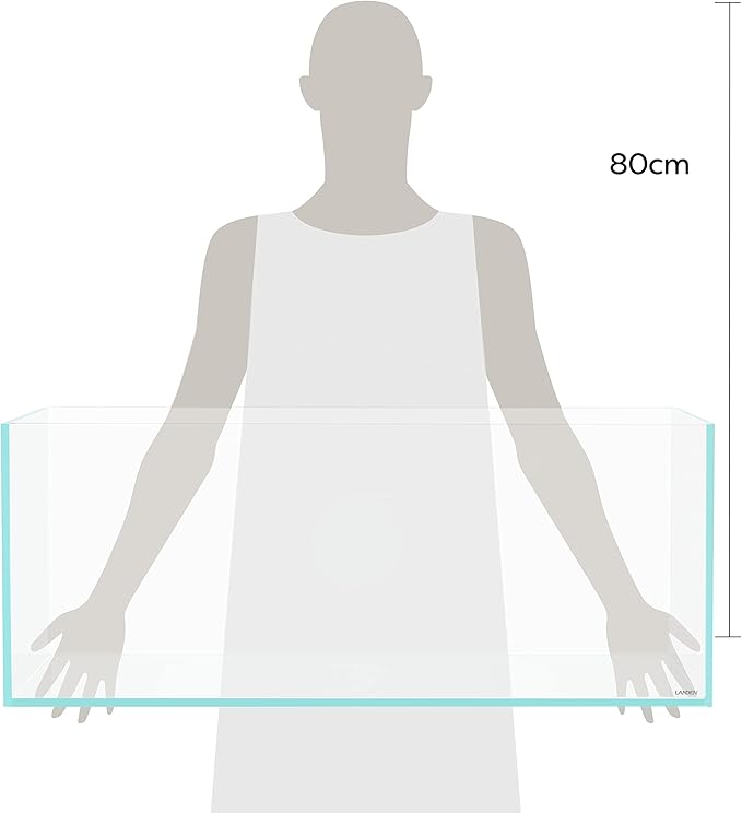 LANEDN 90S 39 Gallon Shallow Tank Rimless Low Iron Tank 35.4" L × 19.7" W × 14.2" H (90cm x 50cm x 36cm); 10mm Thickness Aquascape Fish Tank, Black Leveling Mat Included