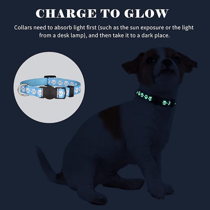 14 PCS Puppy Collars for Litter Puppy ID Collars Glow in The Dark Whelping Supplies Soft Nylon Breakaway Coloured Collars with 2 ID Tags(M)