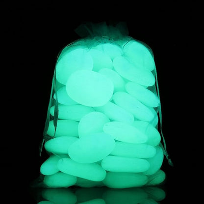 Shiny Stone Glow in The Dark Pebbles,Decorative Glow Stones,Fish Tank Aquarium Gravel,Glow Pebbles for DIY Garden Gifts Decoration(Big Size, 3-4cm, 400g/14.1oz) (Blue Green)
