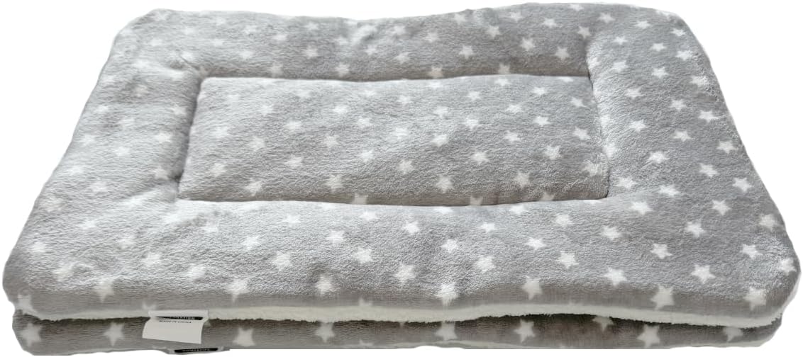 2 Pcs Pet Bed Mats. Ultra Soft Pet (Dog/Cat) Bed with Cute Prints. Reversible Faux Lambswool Kennel Pad for Medium Small Dogs and Cats. Machine Washable Pet Bed.