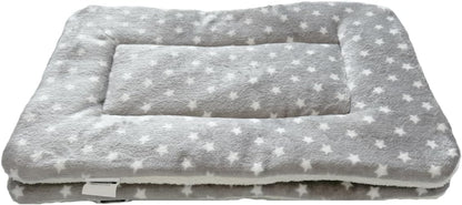 2 Pcs Pet Bed Mats. Ultra Soft Pet (Dog/Cat) Bed with Cute Prints. Reversible Faux Lambswool Kennel Pad for Medium Small Dogs and Cats. Machine Washable Pet Bed.