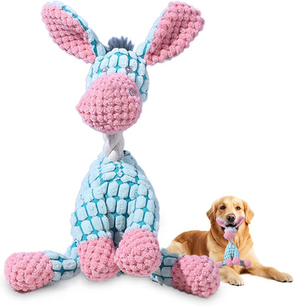 Indestructible Dog Toys,2025 New Dogs Plush Toy for Aggressive Chewers,Squeaky Durable Chew Toy for Indoor Pups Teething,Stuffed Toys for Small Medium Large Animals (Donkey)