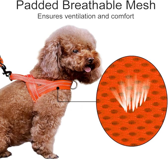 Plutus Pet No Pull Dog Harness with Breathable Mesh Padded, Adjustable Reflective Escape Proof Dog Harness, Quick Fit Dog Vest Harness for Small Medium Large Dogs(XS, Orange)