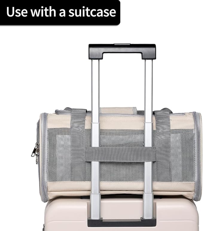 Airline Approved Pet Carrier for Cats and Small Dogs, Breathable and Collapsible Design, Portable Travel Bag for Bearded Dragon, Puppies Animal Hangbag, Rabbit Cage Cage (Khaki, Small)