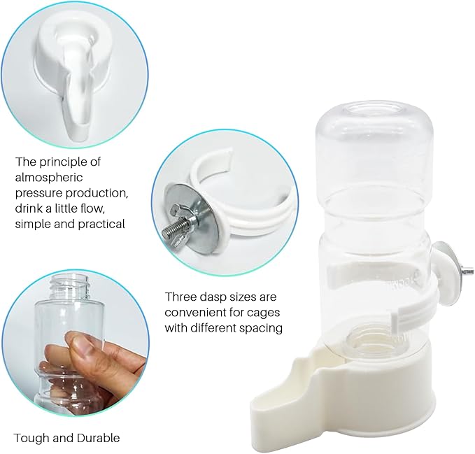 Bird Water Feeder for Cage, Transparent Acrylic Birds Cage Suspended Automatic Pet Bird Water Dispenser, Parakeet Feeder for Budgie Cockatiel Lovebirds Canary Finch Rabbit Conure Lovebirds