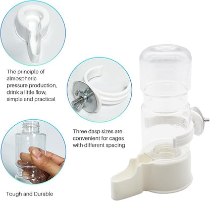 Bird Water Feeder for Cage, Transparent Acrylic Birds Cage Suspended Automatic Pet Bird Water Dispenser, Parakeet Feeder for Budgie Cockatiel Lovebirds Canary Finch Rabbit Conure Lovebirds