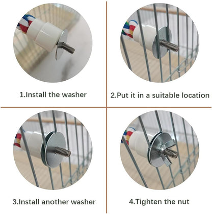 Bendable Fun Climbing Bird Cotton Rope Perch, Colorful Bungee Toy for Parrot, Bird Cage Accessories (31.5'' Metal Nut)