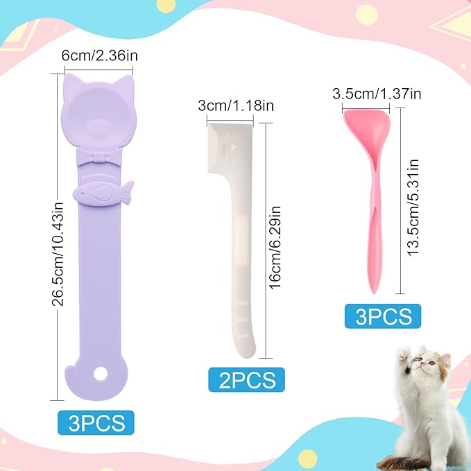 Cat Treat Dispenser Cat Treat Spoon Squeeze 8PCS Lickable Cat Holder with Cat Strip Feeder Spoon and Temptations Licky Treats Happy Cat Tube and Squeeze Up Cat Food Spoons for Wet Food (Cat Tail)