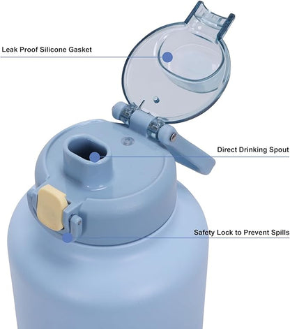 GiNT 37oz Insulated Stainless Steel Dog & Human Water Bottle, All-in-1 Travel Dispenser with Detachable Bowls & Carrying Case, Leak-Proof Pet Canteen for Walking, Hiking, Camping, Car (Blue)