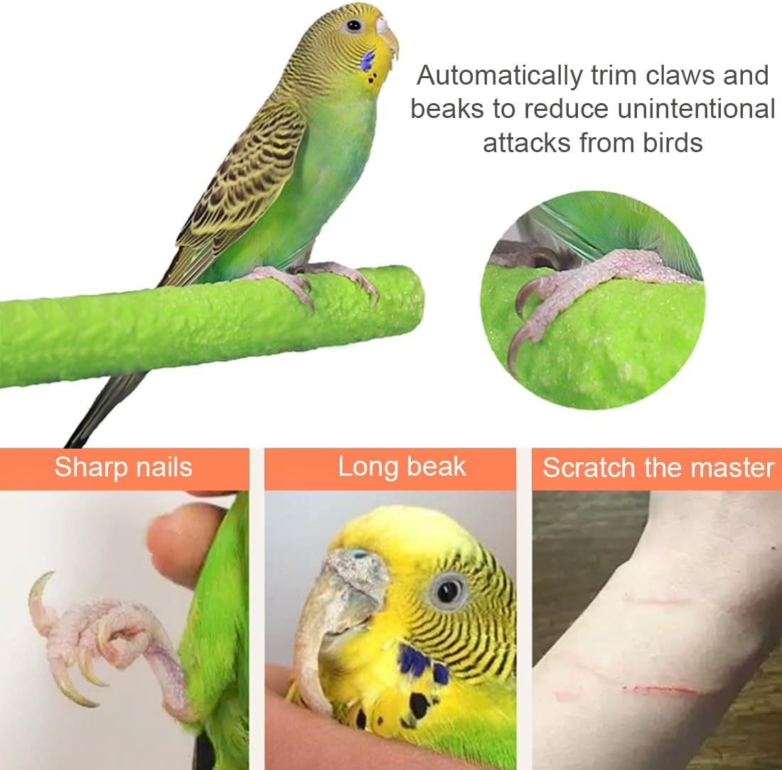 Hamiledyi 4 PCS Parrot Perch Stand Toy Bird Cage Perch Toy Natural Paw Grinding Stick for Medium Parrots Parakeets Cockatiels Lovebirds Chewing Stick (M)