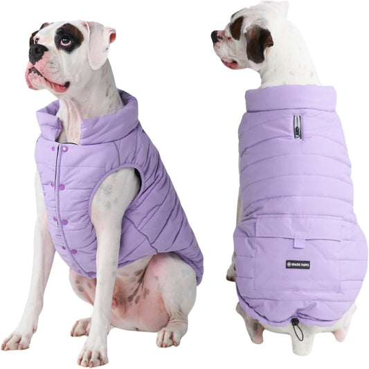 Spark Paws Dog Winter Jacket, Water-Resistant Coat, Warm Reflective Windproof Fleece-Interior, for Medium and Large Dogs - Lilac - 3XL