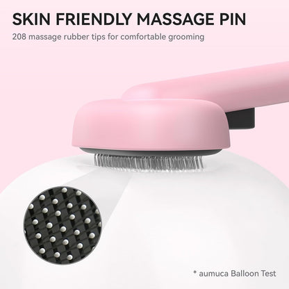 Aumuca Cat Brushes for Indoor Cats, Dog Hair Brush for Shedding, Cat Brush for Long or Short Haired Cats, Cat Grooming Deshedding Brush for Dog Kitten Horse Massage Removes Loose Fur, Pink