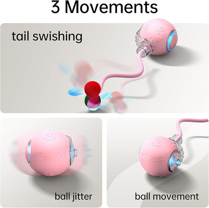 Interactive Cat Toys for Indoor Cats - Kitten Toy with Speedy Tail 2.0, Automatic Cat Toys for Bored Indoor Adult Cats, Motion-Activated, 2025 New Upgraded, USB Rechargeable (Pink)