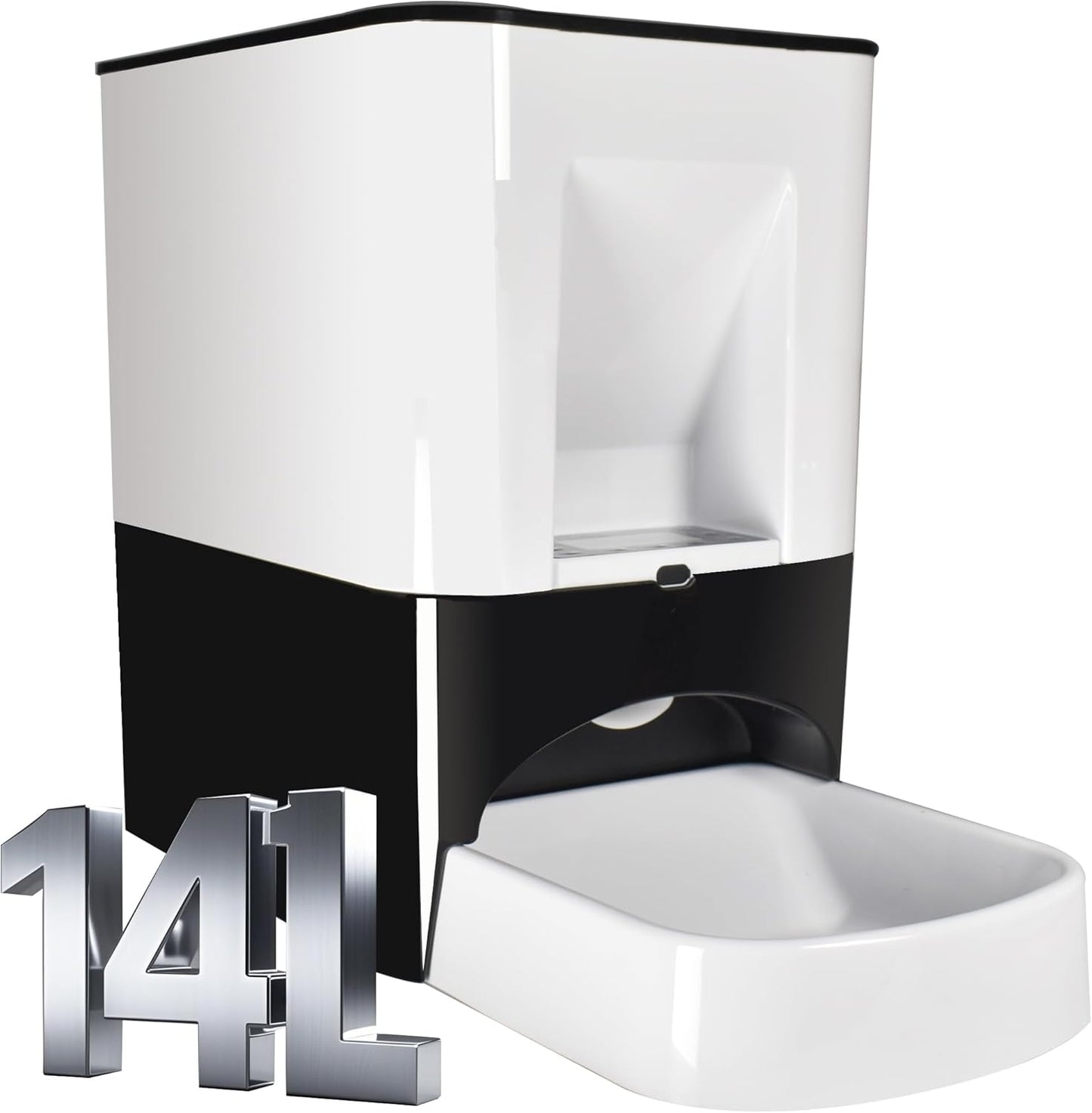 14L Automatic Dog Feeder Large Breed, Programmable Auto Pet Food Dispenser, Timed Dog Feeder Extra Large, Portion Control, 1200mAh Battery and Plug-in Power (White)