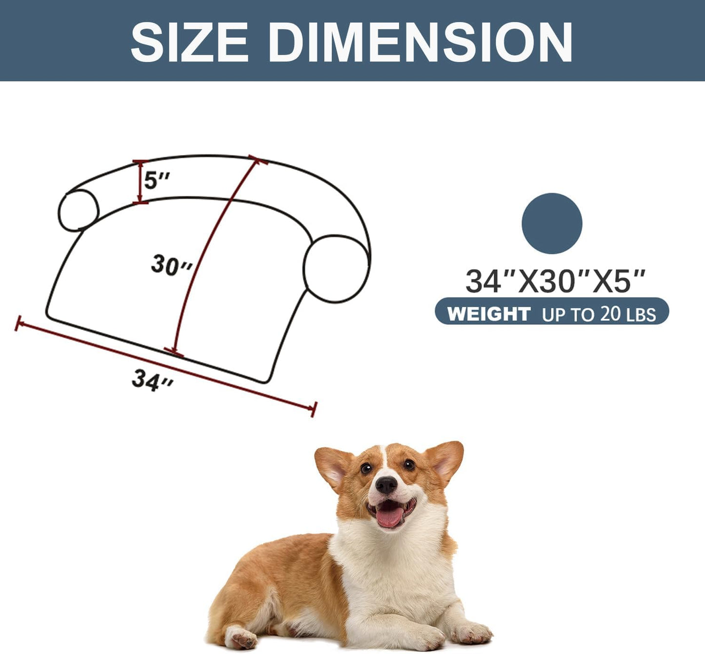 Calming Dogs/Cats Bed Mats, Dog Pad Washable Removable Couch Cover, Plush Long Fur Mat for Pets, Waterproof Lining, Perfect for Small, Medium and Large Dogs and Cats (Navy Blue, 34"x30")