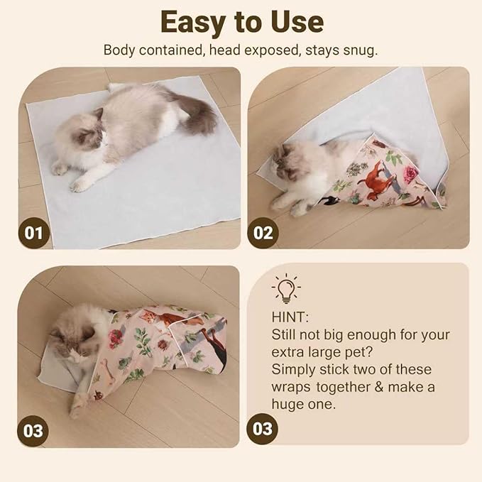 Cat Grooming Wrap Cat Wrap for Cutting Nails, 27.6" Cat Wrap for Grooming, Cat Restraint for Nail Clipping, Multifunctional Swaddle Wrap Pet Tool, Cat Burrito Wrap