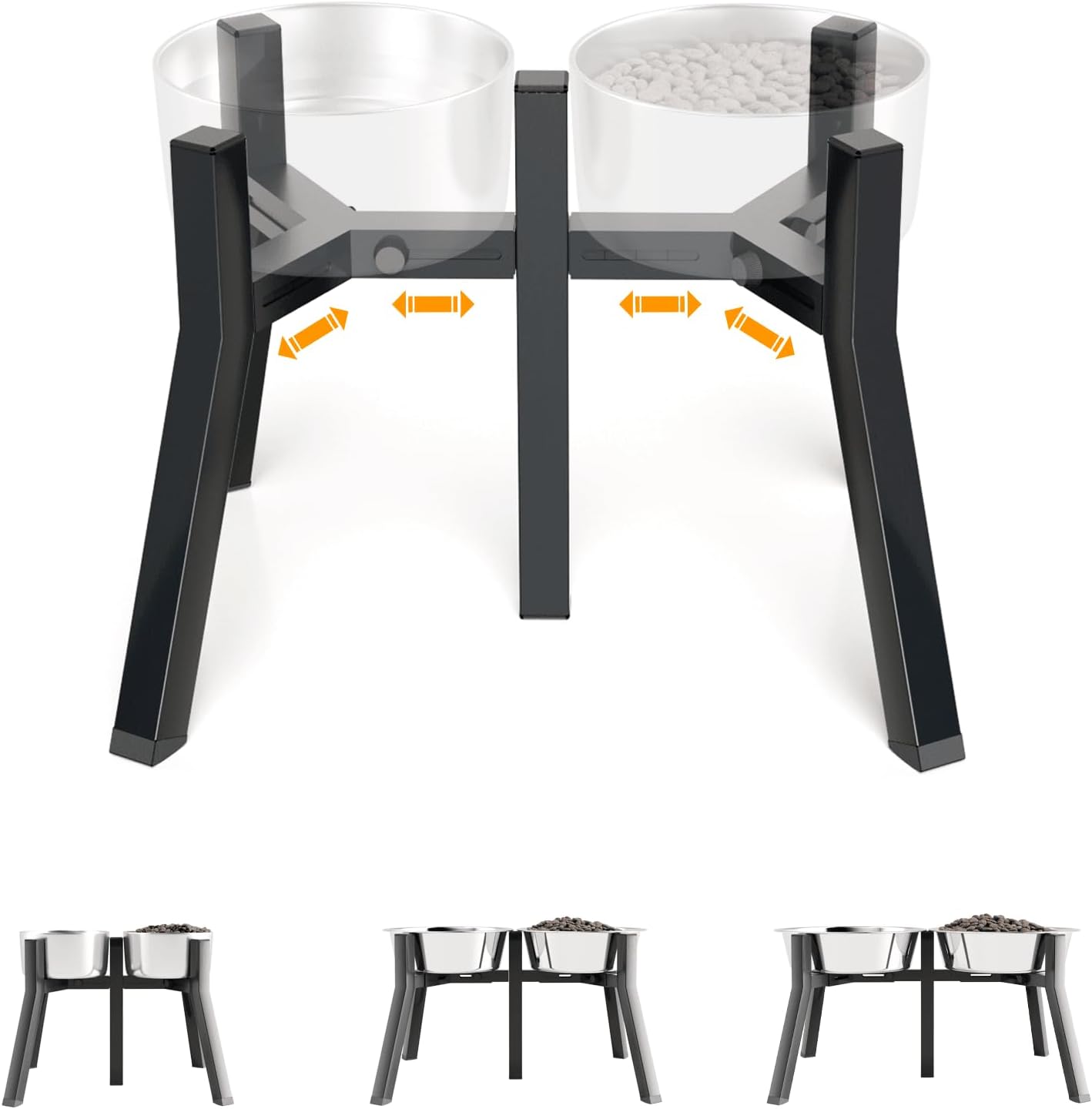 Elevated Dog Bowl Stand for Large Dogs, Adjustable Width 7-10.6", Raised Dog Food Water Holder, 2-in-1 Design, Bowl Not Included