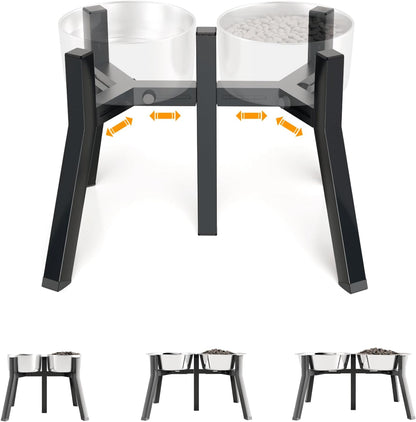 Elevated Dog Bowl Stand for Large Dogs, Adjustable Width 7-10.6", Raised Dog Food Water Holder, 2-in-1 Design, Bowl Not Included