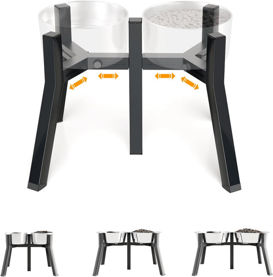 Elevated Dog Bowl Stand for Large Dogs, Adjustable Width 7-10.6", Raised Dog Food Water Holder, 2-in-1 Design, Bowl Not Included