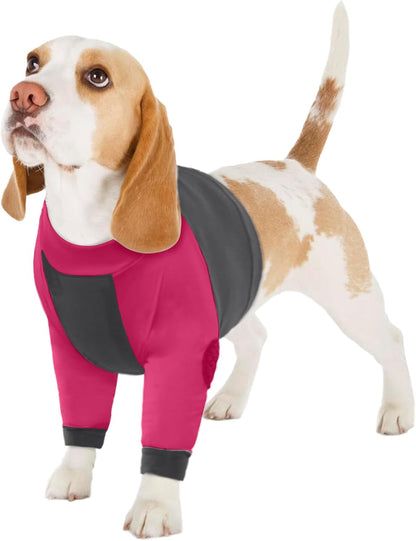 LeLePet Dog Recovery Suit for Front Legs, Dog Sleeve to Stop Licking, Elbow Protector for Leg Injuries Shoulder Wounds After Surgery Male Female,Zippered Long-Sleeved Shirt Cone Alternative(S-3XL)