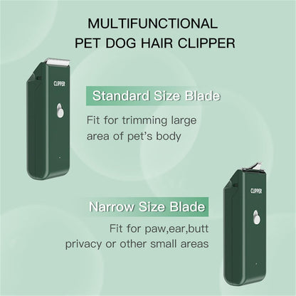 2-in-1 Professional Dog Grooming Kit - Low Noise, Waterproof, USB Rechargeable, and Safe Ceramic Blade - Gift for Dogs and Cats (Green)