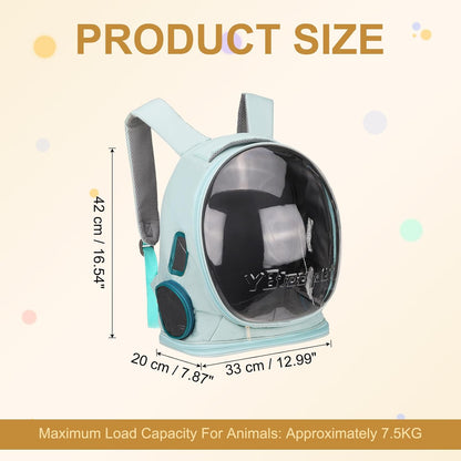Pet Backpack Carrier, Portable and Ventilated, Oxford Cloth, Dog Cat Travel Bag with Transparent Cover 12.99", (Blue, 1 Pcs), Intended for Hiking/Camping/Traveling