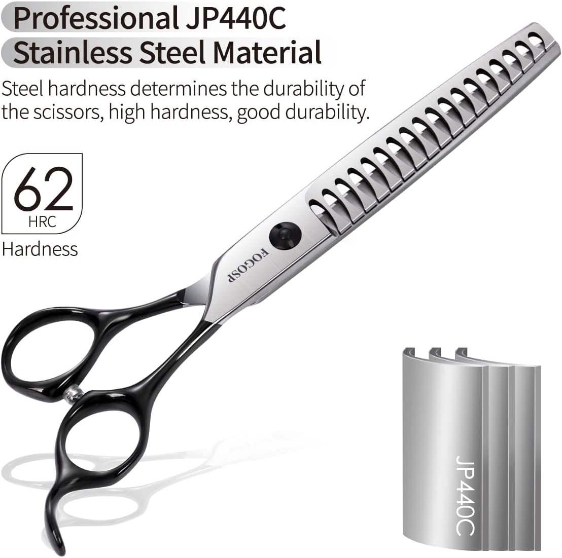 Dog Thinning Shears for Grooming 6.75" Chunker Shears Quickly Thinning Thick Hair Professional Dog Grooming Scissors for Small Dogs Right Handed Groomer Japan 440C 18 Teeth (Chunker, Black)