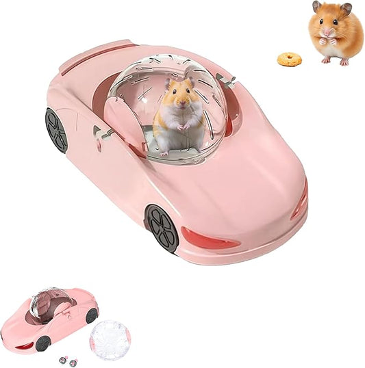3-in-1 Hamster Car Toy, Silent Dwarf Hamster Running Ball and Exercise Wheel, 4.8 Inches, Small Pet Activity Center